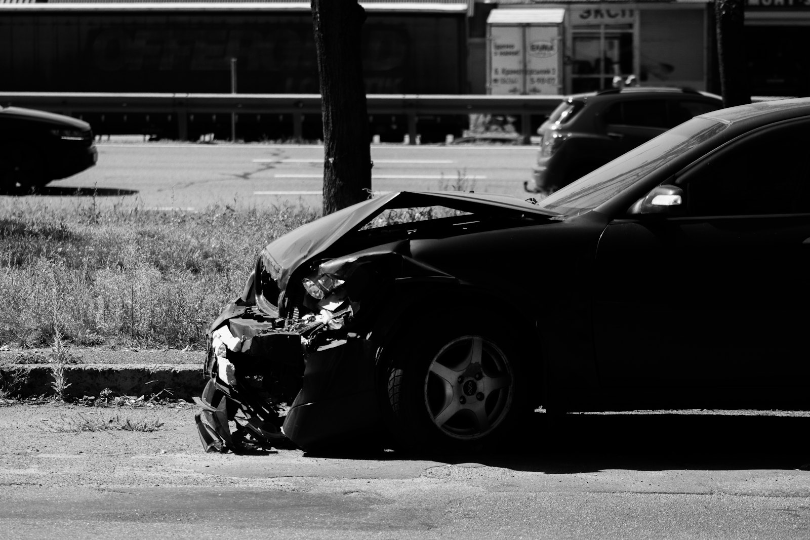 Damaged car after a collision